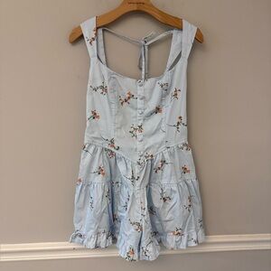 Wild fable romantic blue floral print romper. S